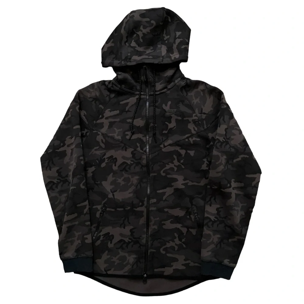 Nike Jacket Mens Size S Tech Fleece Windrunner Full-Zip Green Camo 694004-233